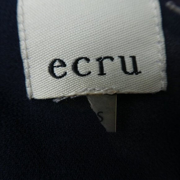 SiLK Ecru Brand Navy Floral Cami Top High Neck Keyhole Button Back Lined S Small - Picture 8 of 9